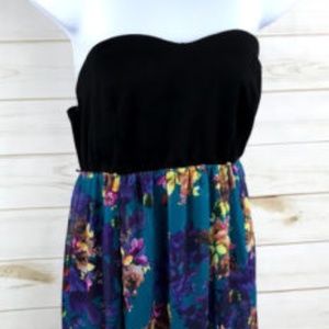 Torrid Black Floral High Low Dress Size 14